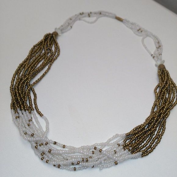 Bronze & white necklace - Picture 1 of 6